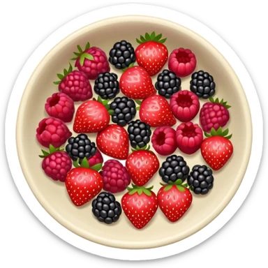 bowl solo de frutos rojos: fresas, moras, frambuesas. con vista desde arriba sticker