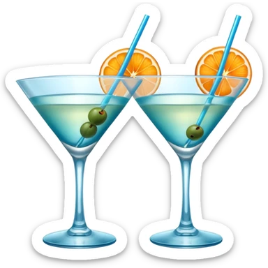 Create an two emoji of martini cocktail, cheers with blue lagoon cocktail sticker