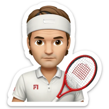 roger federer with head band and tennis racket sticker
