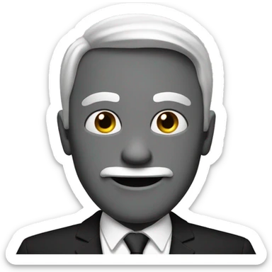 man character in black suit facing us, smile,  sticker