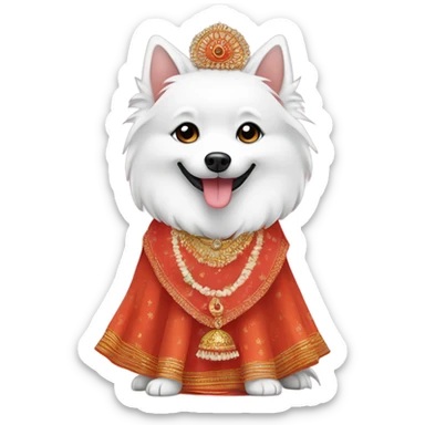 Japanese spitz with Indian lehenga sticker