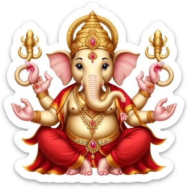 Hindu god Ganesha with elephant head and multiple arms sticker