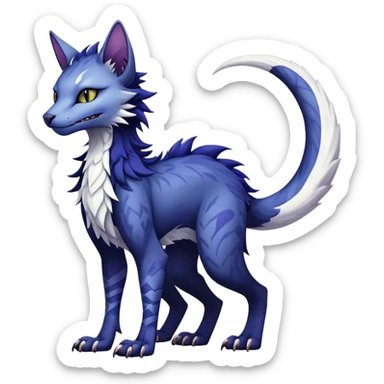 Kawaii dark edgy fantasy feline-vernid-sergal-fursona animal creature with a tufted tail full body with intricate markings  sticker
