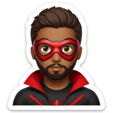 Miles Morales with beard, eye mask, low fade hair cut sticker