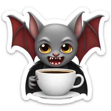 Vampire bat drinking coffee sticker