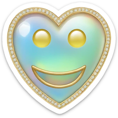 opal gemstone smiley heart gold outline sticker