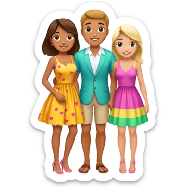 Man with 2 girls on a date sticker