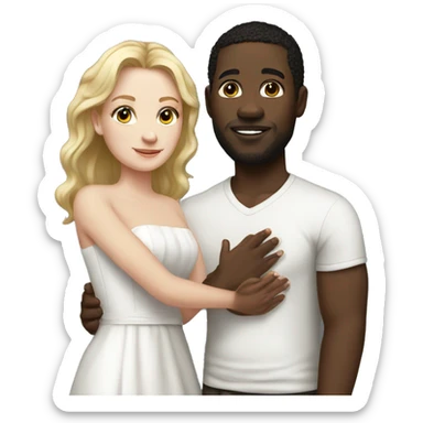 Realistic interracial marriage white woman black man  sticker