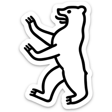 Icon of Berlin Bear for a mobile app, minimalistic style with bold outline, no text, transparent background. sticker