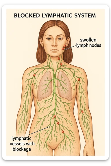 Donna con sistema linfatico bloccato sticker