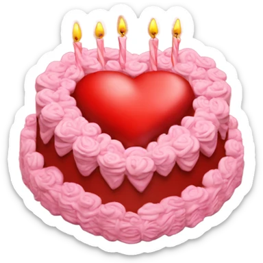 extravagant red heart shaped birthday cake  sticker