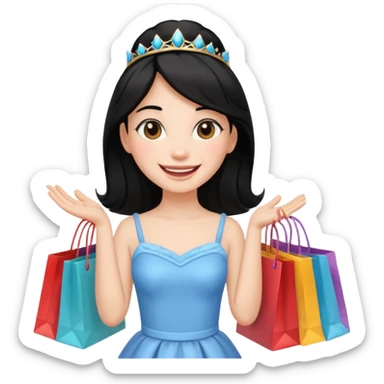 zadowlona czarnowłosa ksiezniczka jest zadowolona z zakupami sticker