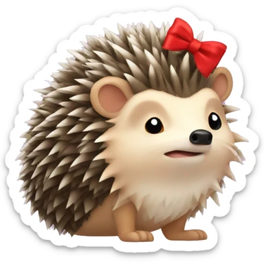 a hedgehog with a bow in his hair sticker