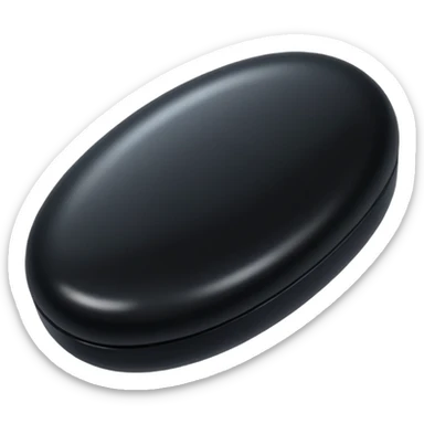 An oval shaped black pill sticker