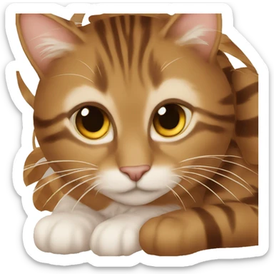 An adult and entiere brown striped cat with angel’s wings sticker