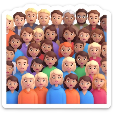modern emoji of diverse people standing together, smiling, representing community and togetherness sticker