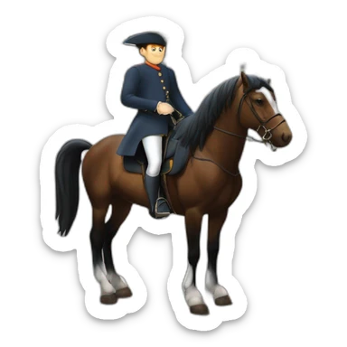 Macron sur un cheval au Mont Saint Michel sticker