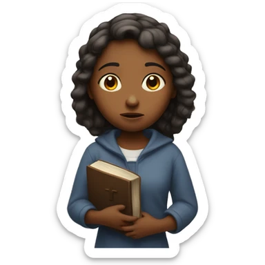 Girl Looking worried, with a bible in hand  sticker