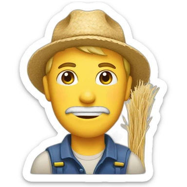blonde male farmer with straw in mouth sticker