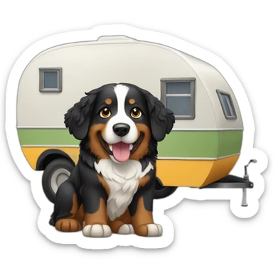 Bernese mountain dog travelling with a camper sticker
