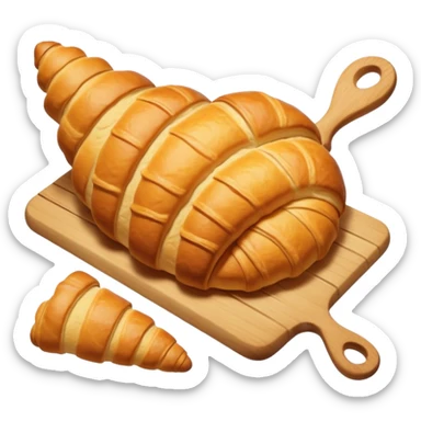 Baking humanless avatar in clean vibrant style illustration. Fresh croissant and rolling pin, warm golden tones, simple shapes, flat design, high contrast, cozy and friendly. sticker