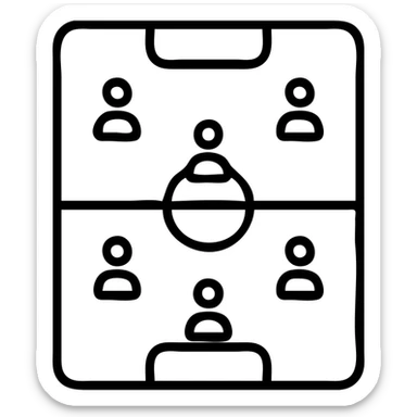 4v4 football soccer field layout top-down view, clear team positions, simple and readable diagram sticker
