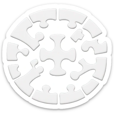 separate white puzzle pieces in a cicle sticker