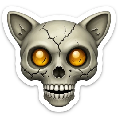Zombie cat skull sticker