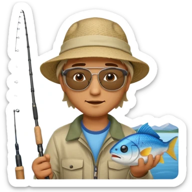 
man sitting fishing near the lake sticker