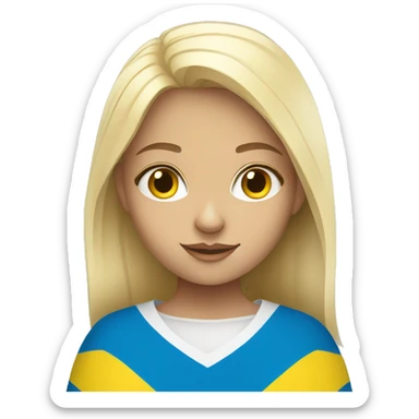 blonde girl with ukrainian flag sticker