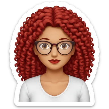 rizada peli roja tono fuerte , trigueña , con lentes y top blanco pelo largo  sticker
