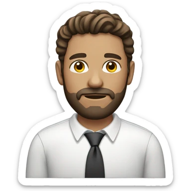 dev-short beard-brunette-wavyhair-working-pc sticker