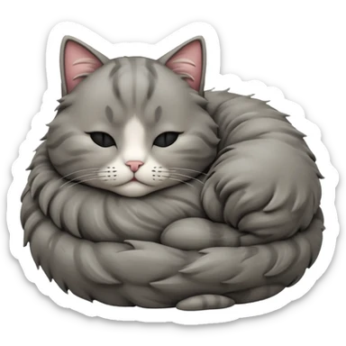 Sleeping cat emoji, apple style, gray fur sticker