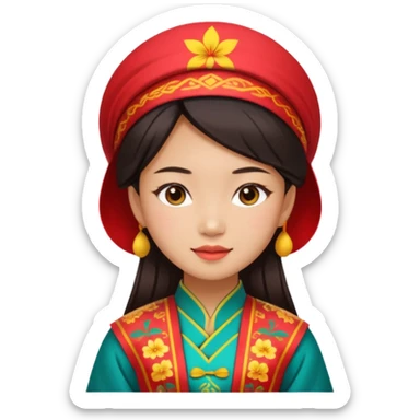 Asian girl wearing traditional Vietnamese clothes sticker