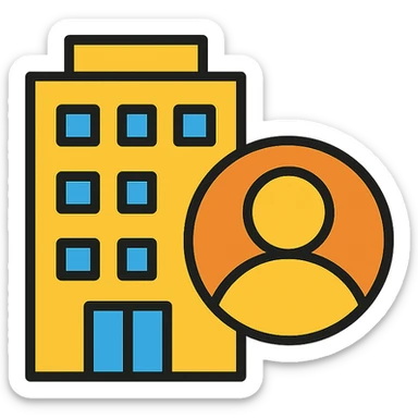 modern icon style combining company and profile elements sticker