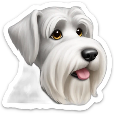 A white long haired schnauzer dog with floppy ears sticker