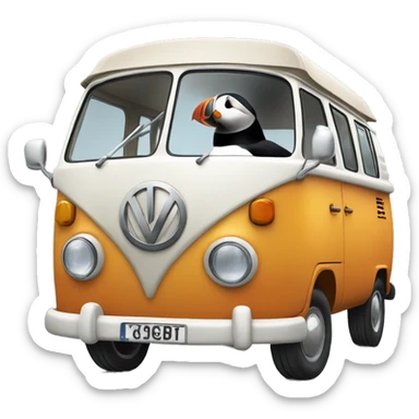 Puffin in a vw campervan sticker