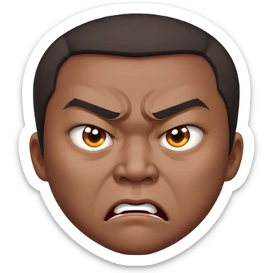 Angry Chinese man with tiny Chinese eyes slanted tiny not open eyes ugly sticker