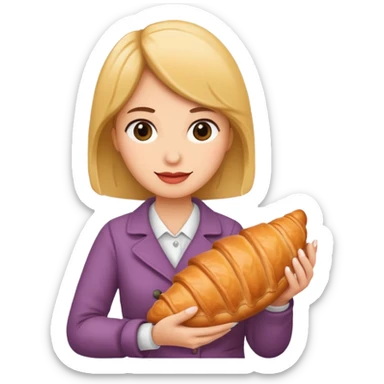 woman holding croissant sticker