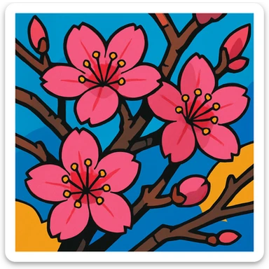 sakura cherry blossom vibrant toon style sticker