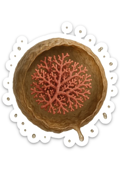 cellula di glicogeno in italiano che si svuota di acqua, iperrealistica 4k sticker