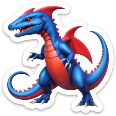 Salandit-Salamence-Garchomp-Fakémon-hybrid-creature (full body)  sticker