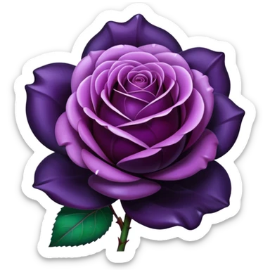 Vivid midnight plum color, insane realism perfectly shaped rose with large petals that are acrylic opalescent glass sticker