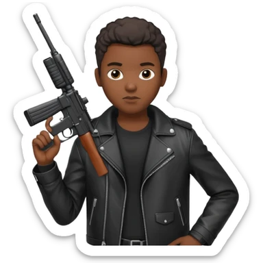 Fais moi un jeune afro américain qui ressemble a un gangster qui tient une AR15 sticker