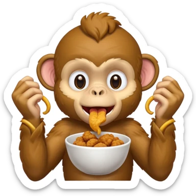 Fried chicken eating a monkey sticker