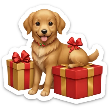 dog in present sticker