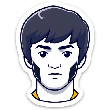 Bruce Lee with realistic facial structure and accurate head shape, chest up portrait sticker