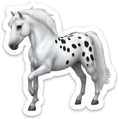 White horse with black spots and white wings sticker
