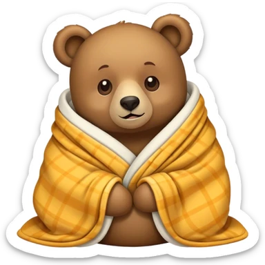 bear wrapped in a blanket sticker