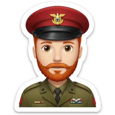 male soldier red hair style and bead sticker